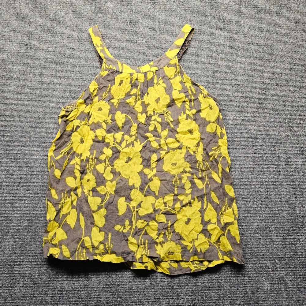 O'Neill Womens Yellow Brown Floral Crochet Lace Bib Cotton Tank Top Small - Picture 5 of 7